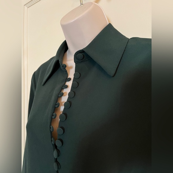 Zara Forest Green Tunic Dress with Bell Sleeves NWT - Picture 3 of 7